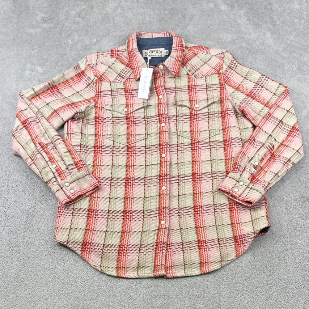 Outerknown Plaid Button Down Shirt in Red and Cream